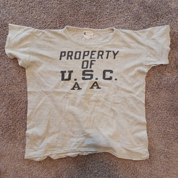 USC 1940s Champion brand t shirt size 46-- 85 year old wearable shirt